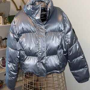 Calvin Klein Metallic Silver Puffer Jacket